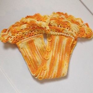 Yellow Orange Crochet handbag handles Cover